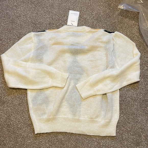 HOWUS diamond pattern wool sweater, white yellow dark green, NWT, one size - Picture 5 of 5